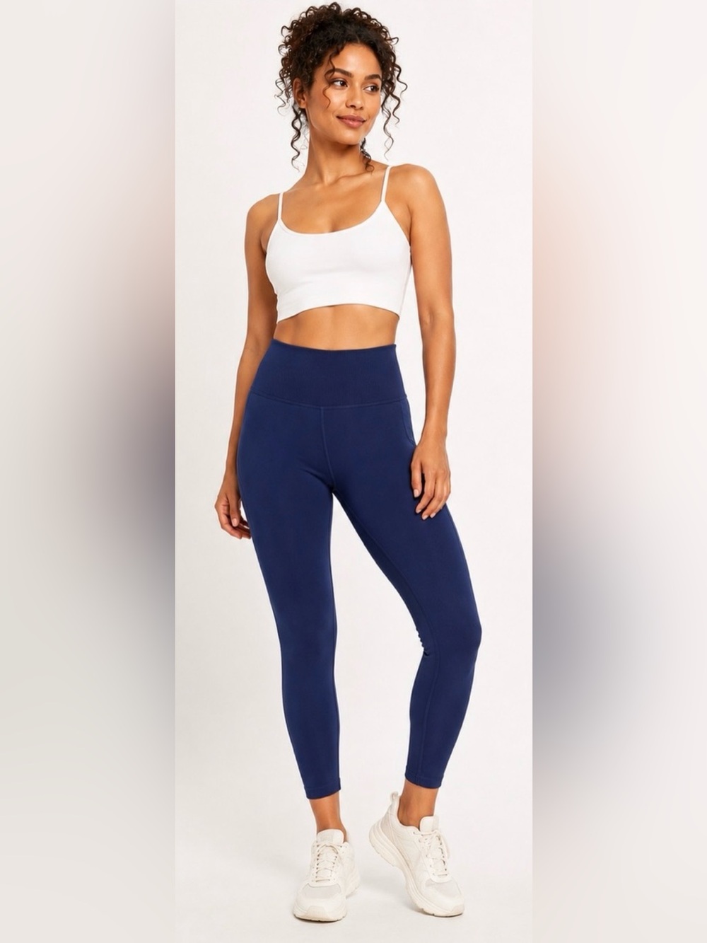 Nux Blue Nylon Blend Active Ankle Length Leggings size Medium